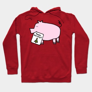 Cute Christmas Pig says Happy Holidays Hoodie